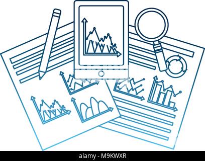 smartphone business documents pencil analysis search Stock Vector
