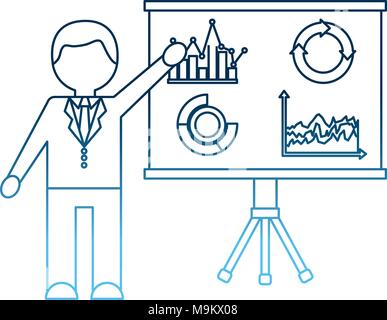 businessman pointing presentation board with report financial Stock Vector