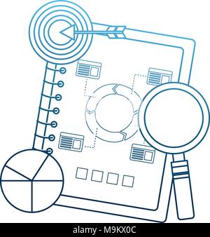 notebook diagram finance business chart target and analysis Stock Vector