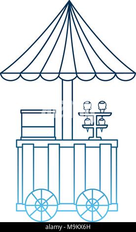 ice cream cart with umbrella festival food Stock Vector