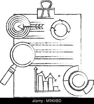 paperwork with clip diagram flowchart target analysis business Stock Vector