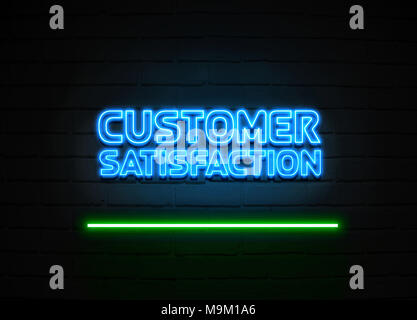 Customer Satisfaction neon sign - Glowing Neon Sign on brickwall wall - 3D rendered royalty free stock illustration. Stock Photo