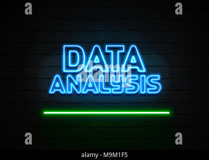 Data Analysis neon sign - Glowing Neon Sign on brickwall wall - 3D rendered royalty free stock illustration. Stock Photo