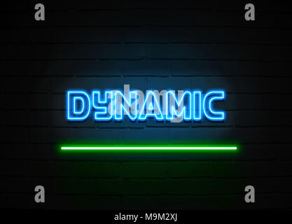 Dynamic neon sign - Glowing Neon Sign on brickwall wall - 3D rendered royalty free stock illustration. Stock Photo