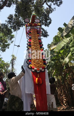 wooden horse in connection with kuthira vela,a festival associated with hindu temples of thrissur and palakkad,in kerala,india Stock Photo