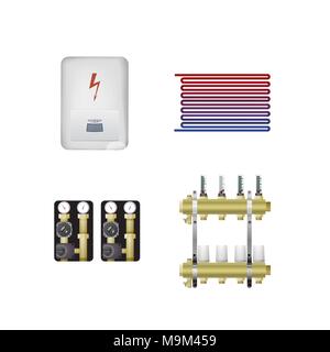 Electric boiler set illustration Stock Vector