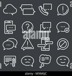 Simple Set of Message Related Vector Line Icons on Gray Background Stock Vector