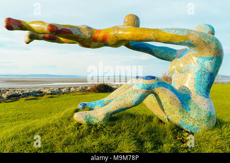 'Love The Most Beautiful of Absolute Disasters' commonly called 'Venus and Cupid' by Shane Johnstone at Scalestones Point near Morecambe, Lancashire Stock Photo