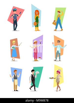 cartoon flat-style vector illustration. Set of vector flat design illustrations isolated on white background. Stock Vector