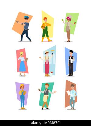 cartoon flat-style vector illustration. Set of vector flat design illustrations isolated on white background. Stock Vector