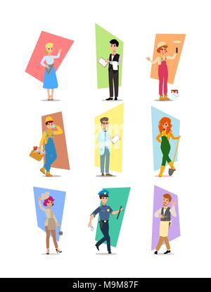 cartoon flat-style vector illustration. Set of vector flat design illustrations isolated on white background. Stock Vector