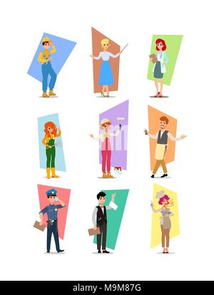 cartoon flat-style vector illustration. Set of vector flat design illustrations isolated on white background. Stock Vector