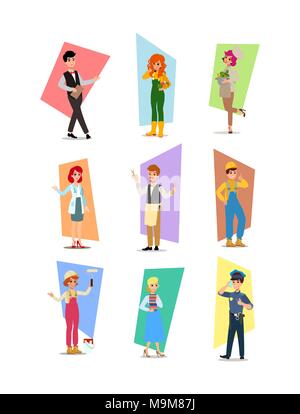 cartoon flat-style vector illustration. Set of vector flat design illustrations isolated on white background. Stock Vector