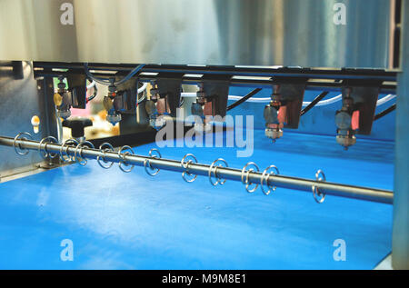 Empty conveyor belt for bread factory. Stock Photo