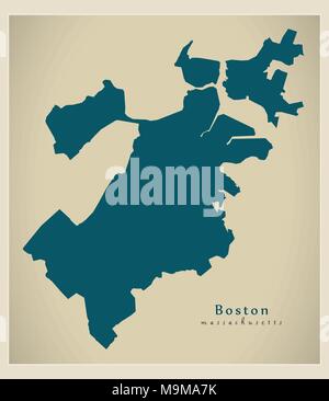 Modern Map - Boston Massachusetts city of the USA Stock Vector