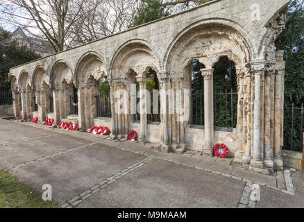 War memorial and stone archways in Dean's Park in York,North Yorkshire,England,UK Stock Photo