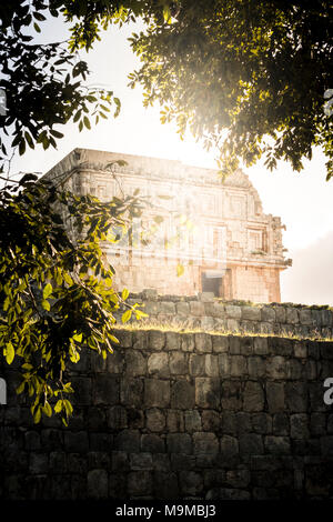 Maya ruin complex of Uxmal in Puuc route in Yucatan Mexico Stock Photo