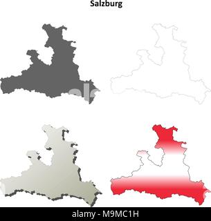 Salzburg blank detailed outline map set  Stock Vector