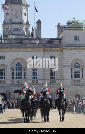 The Queens lifeguards of the household cavalry at horse guards parade ground Stock Photo