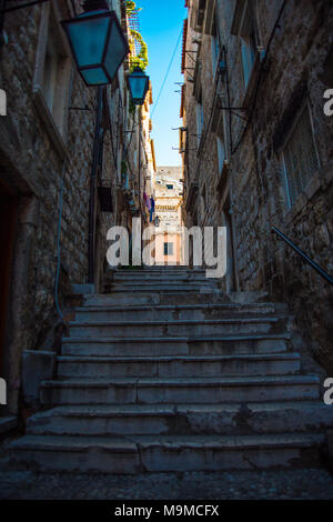 Historic Alley Way Staircase in Old Town Dubrovnik Stock Photo
