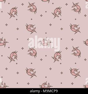 for childrens textile. Seamless pattern. Soft colors. White unicorns Stock Vector