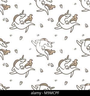 for childrens textile. Seamless pattern. Soft colors. White unicorns Stock Vector