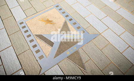 Star Bruce Lee on the waterfront in Hong Kong. The famous avenue of fame of Hong Kong. Stock Photo