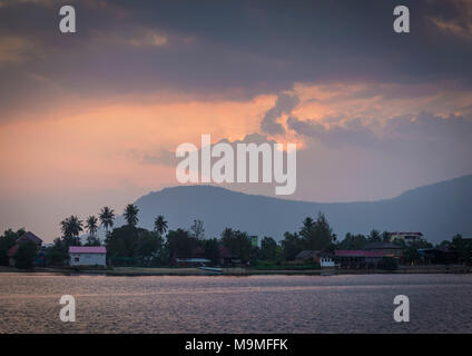 river at sunset in kampot south cambodia Stock Photo