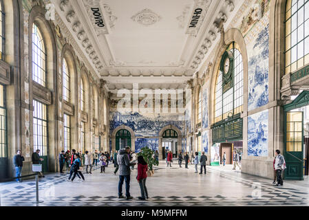 sao bento central railway station landmark interior in porto portugal Stock Photo