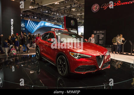 Toronto, Canada - 2018-02-19 : New 2018 Alfa Romeo Stelvio premium SUV displayed on Alfa Romeo Automobiles S.p.A. exposition of 2018 Canadian Internat Stock Photo