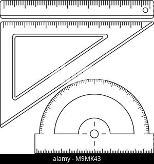 Line art black and white ruler icon set Stock Vector