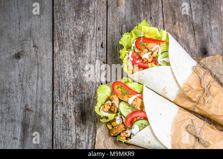 Kebab with chicken and vegetables, homemade cooking recipe Stock Photo