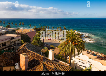 High angle view on La Jolla Cove, a part of city of San Diego, California, on a sunny day. Stock Photo
