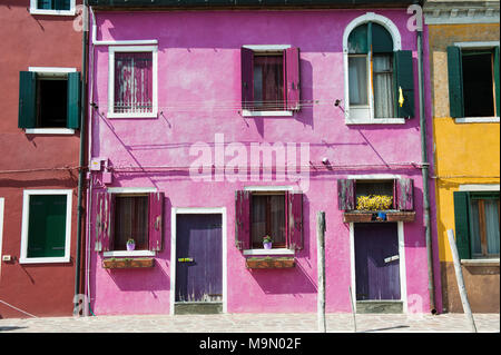 Purple house in Burano island near Venice, Italy, Europe Stock Photo