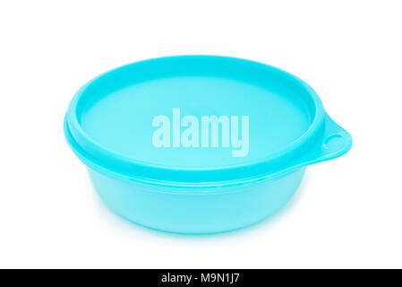 Empty transparent plastic bowl isolated Stock Photo