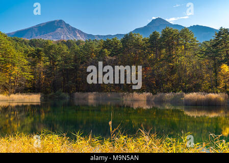 Goshiki-numa Five Colour Pond in Autumn, Urabandai, Fukushima, Japan Stock Photo