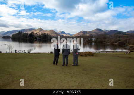26th March 2018 Cumbria UK Britain's Prince Charles, attends a ceremony to unveil the official plaque to designate the Lake District National Park as a United Nations Educational, Scientific & Cultural Organisation World Heritage Site in Keswick, Cumbria, and afterwards attended a reception at the nearby Theatre by the Lake. Stock Photo