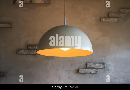 pendant lamp on gray wall background Stock Photo