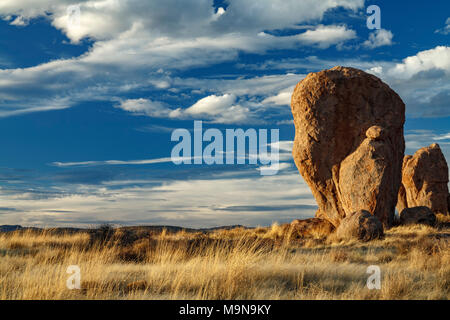 Silver City Rocks Standing rocks (hardened volcanic tuff) and grasses, City of Rocks ...