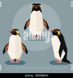 Vector image of the square-angled Flat southern rockhopper penguin Stock Vector