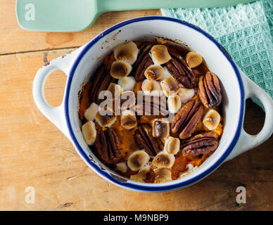 Sweet Potato with Marshmallow and Pecans Stock Photo