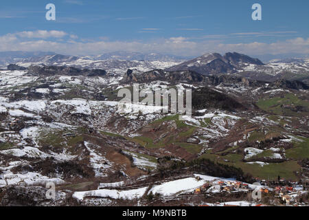 Apennines in March. San Marino and Italy Stock Photo