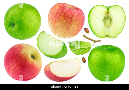 Green and red apples isolated on white background Stock Photo