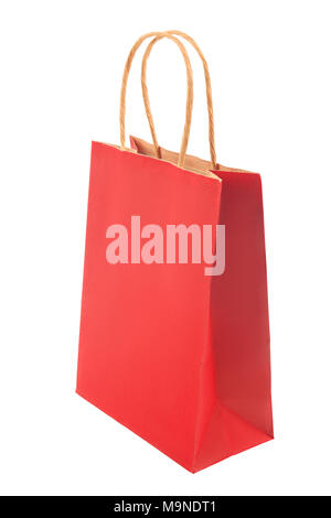 Ecological recycling red paper package, packet, bag isolated on white background Stock Photo