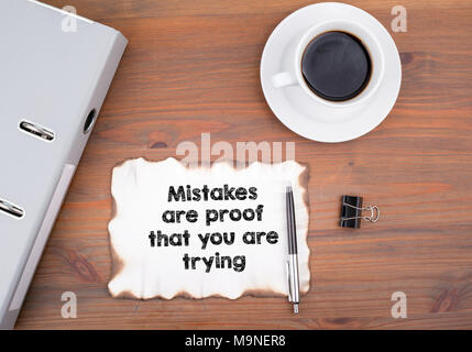 Mistakes are proof that you are trying Stock Photo