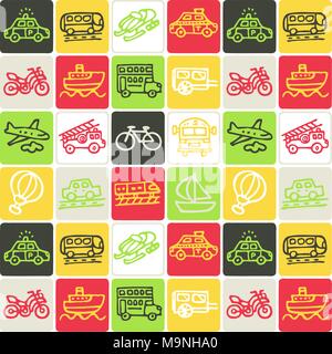 Hand Drawn Icons Set - Transport 2 Stock Vector