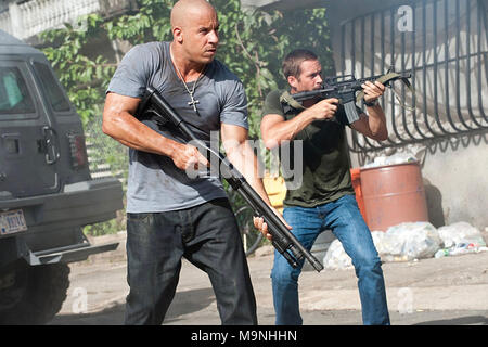 FAST AND FURIOUS 5 (aka Fast Five) 2011 Universal Pictures film with Vin Diesel at left and Paul Walker Stock Photo