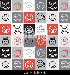 Hand Drawn Icons Set - Emoticons Stock Vector