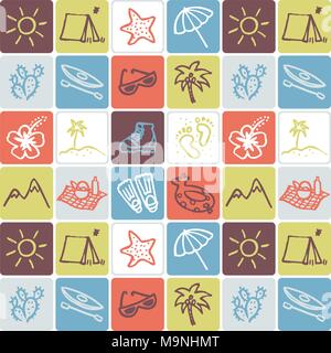 Hand Drawn Icons Set - Vacations Stock Vector