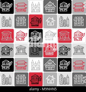 Hand Drawn Icons Set - Architecture Stock Vector